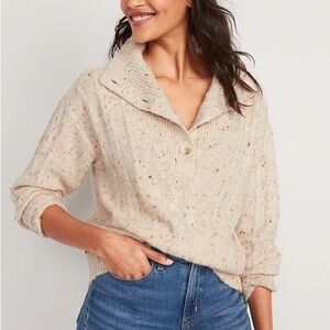 2 for $12 🎉 XS Old Navy Speckled Button-Front Cable-Knit Sweater